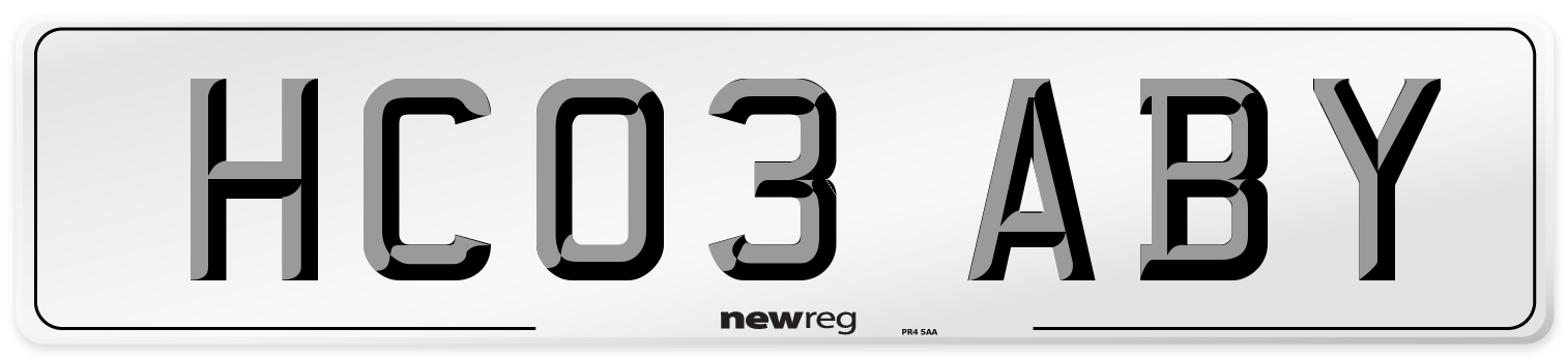 HC03 ABY Number Plate from New Reg